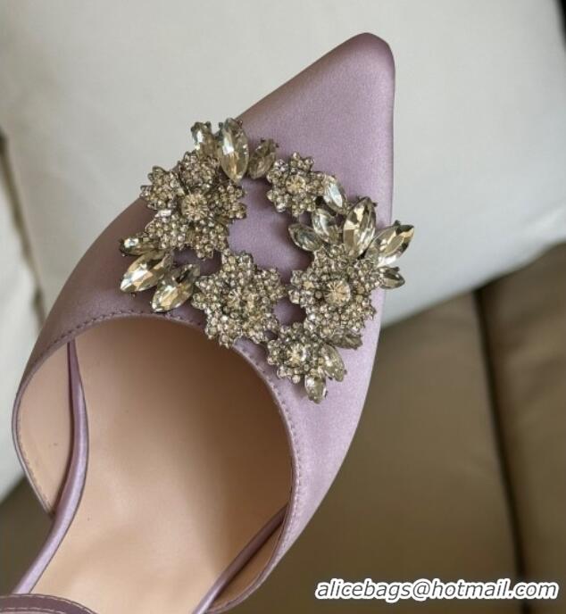 Perfect Roger Vivier Flower Strass Buckle Pumps in Satin Purple Purple 0124107