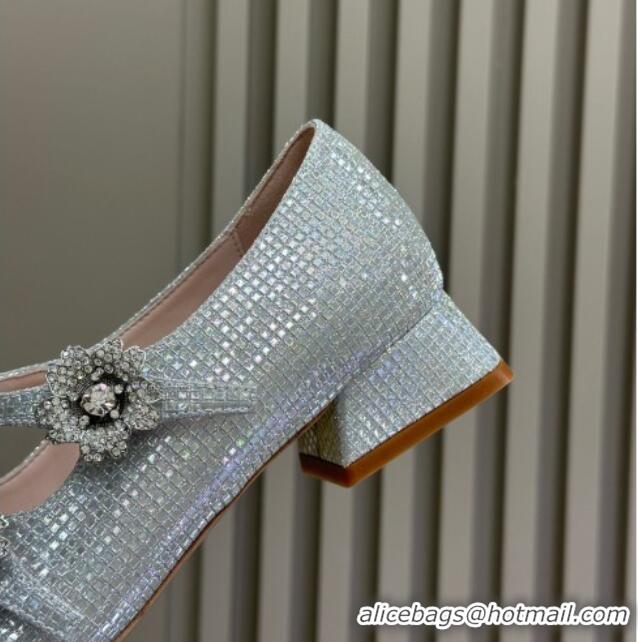 Good Looking Roger Vivier Bouquet Strass Babies Ballerinas 2.5cm with Crystals Allover Silver 228086