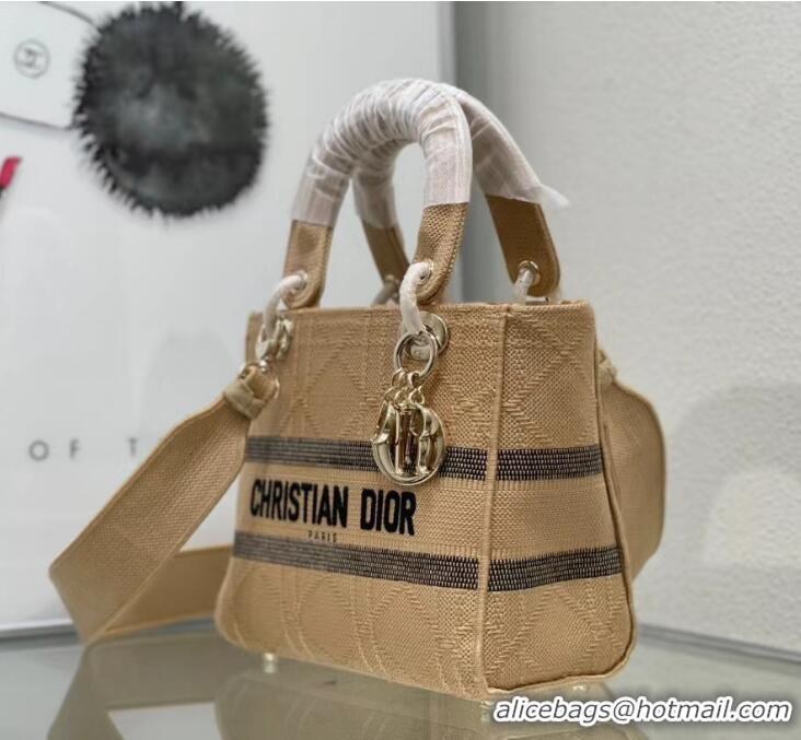 Best Price Lady Dior Mini D-Lite Bag Natural Cannage Raffia CD8763