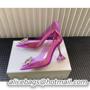 Good Product Amina Muaddi Begum Glass PVC Pumps 9.5cm with Crystals Circle Purple 0124082