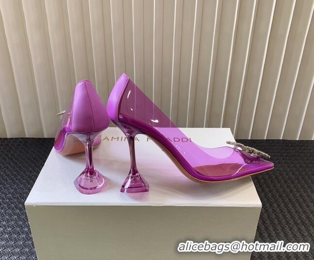 Good Product Amina Muaddi Begum Glass PVC Pumps 9.5cm with Crystals Circle Purple 0124082