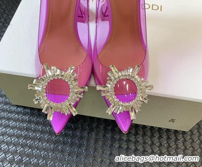 Good Product Amina Muaddi Begum Glass PVC Pumps 9.5cm with Crystals Circle Purple 0124082