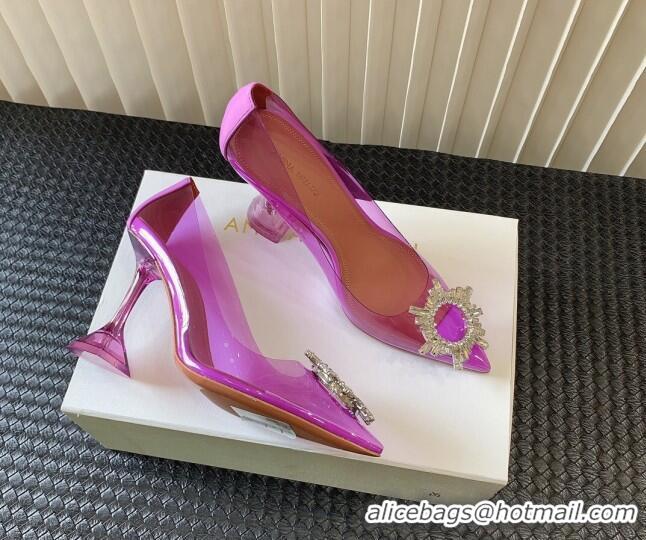 Good Product Amina Muaddi Begum Glass PVC Pumps 9.5cm with Crystals Circle Purple 0124082