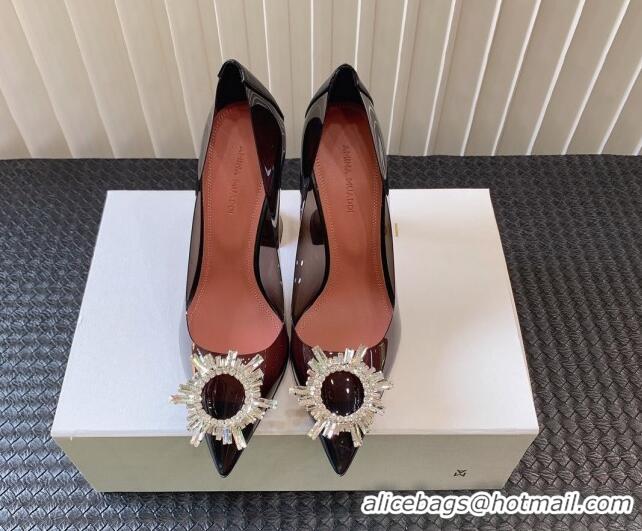 Good Quality Amina Muaddi Begum Glass PVC Pumps 9.5cm with Crystals Circle Black 0124083