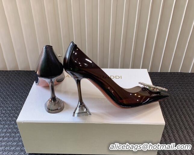 Good Quality Amina Muaddi Begum Glass PVC Pumps 9.5cm with Crystals Circle Black 0124083