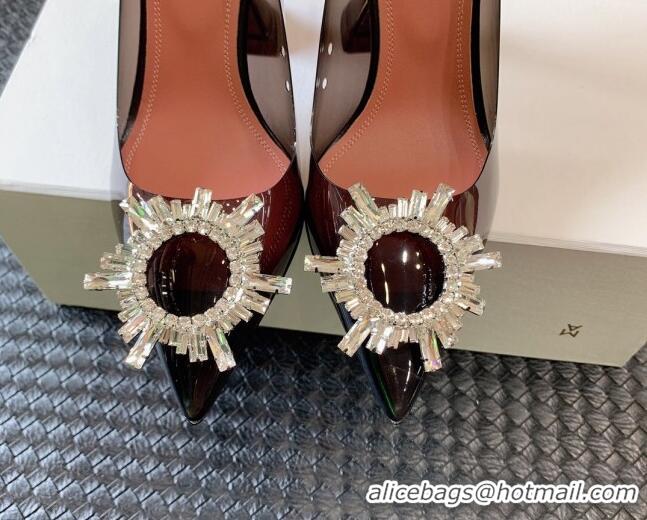 Good Quality Amina Muaddi Begum Glass PVC Pumps 9.5cm with Crystals Circle Black 0124083