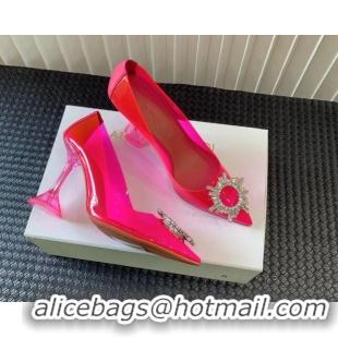 Purchase Amina Muaddi Begum Glass PVC Pumps 9.5cm with Crystals Circle Fuchsia Pink 0124085