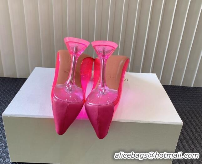 Purchase Amina Muaddi Begum Glass PVC Pumps 9.5cm with Crystals Circle Fuchsia Pink 0124085