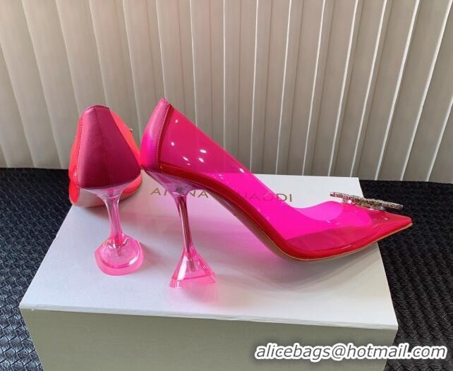 Purchase Amina Muaddi Begum Glass PVC Pumps 9.5cm with Crystals Circle Fuchsia Pink 0124085