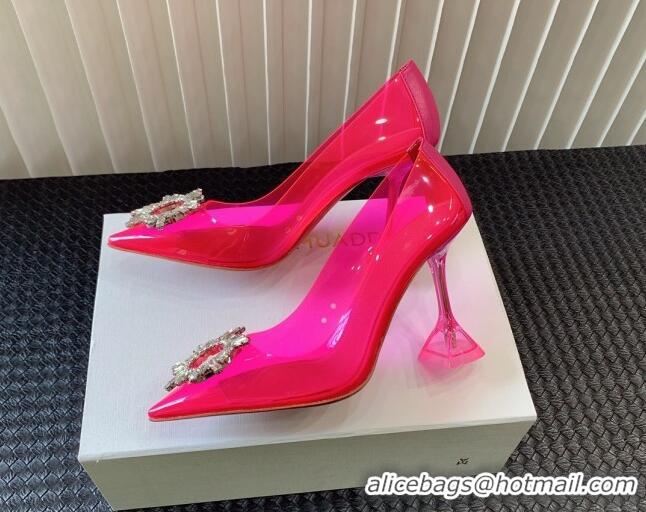 Purchase Amina Muaddi Begum Glass PVC Pumps 9.5cm with Crystals Circle Fuchsia Pink 0124085