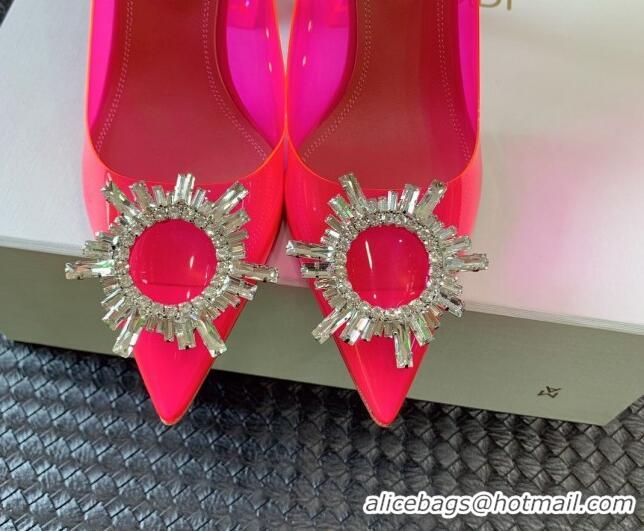 Purchase Amina Muaddi Begum Glass PVC Pumps 9.5cm with Crystals Circle Fuchsia Pink 0124085