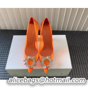 Popular Style Amina Muaddi Begum Glass PVC Pumps 9.5cm with Crystals Circle Orange 124088