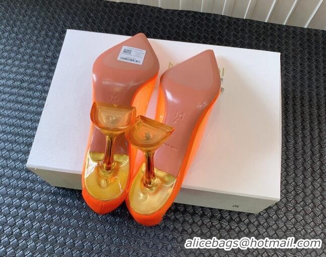 Popular Style Amina Muaddi Begum Glass PVC Pumps 9.5cm with Crystals Circle Orange 124088