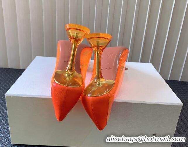 Popular Style Amina Muaddi Begum Glass PVC Pumps 9.5cm with Crystals Circle Orange 124088