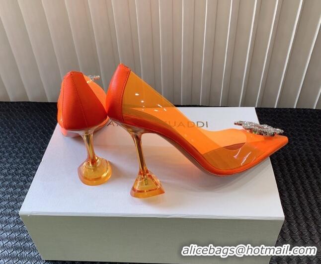 Popular Style Amina Muaddi Begum Glass PVC Pumps 9.5cm with Crystals Circle Orange 124088