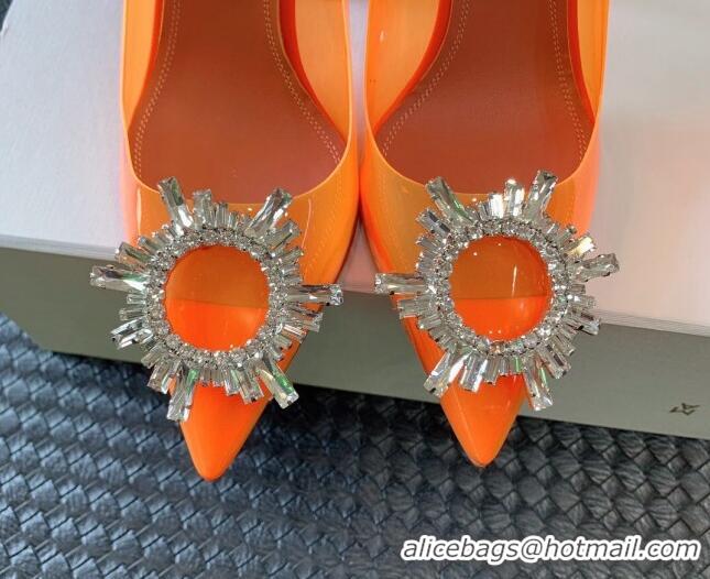 Popular Style Amina Muaddi Begum Glass PVC Pumps 9.5cm with Crystals Circle Orange 124088