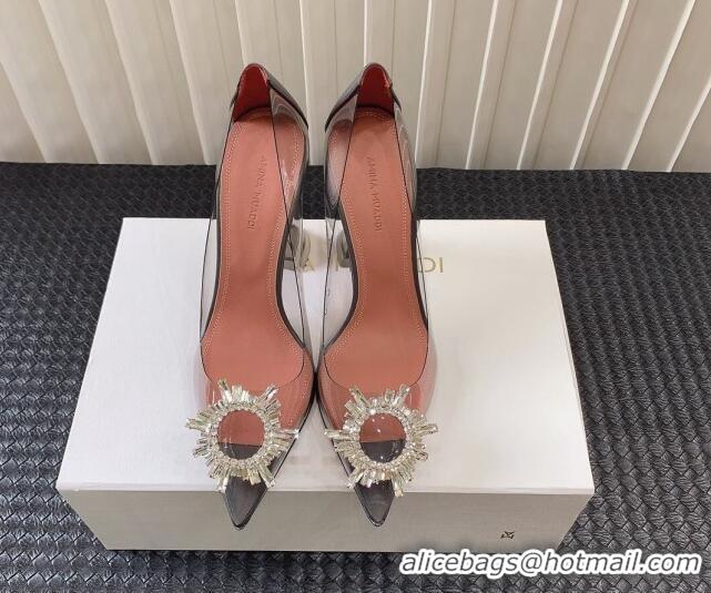 Most Popular Amina Muaddi Begum Glass PVC Pumps 9.5cm with Crystals Circle Grey 0124089