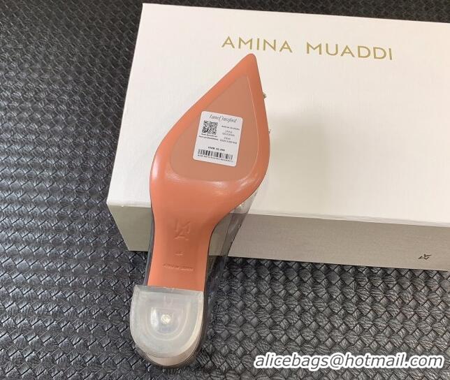 Most Popular Amina Muaddi Begum Glass PVC Pumps 9.5cm with Crystals Circle Grey 0124089