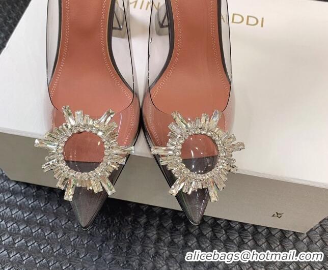 Most Popular Amina Muaddi Begum Glass PVC Pumps 9.5cm with Crystals Circle Grey 0124089