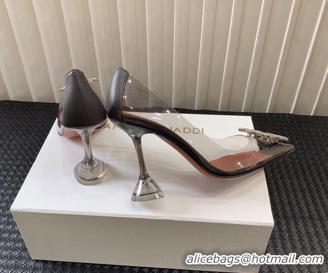 Most Popular Amina Muaddi Begum Glass PVC Pumps 9.5cm with Crystals Circle Grey 0124089