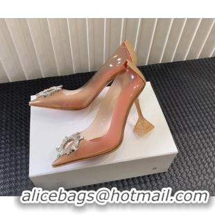 Shop Duplicate Amina Muaddi Begum Glass PVC Pumps 9.5cm with Crystals Circle Apricot 124090