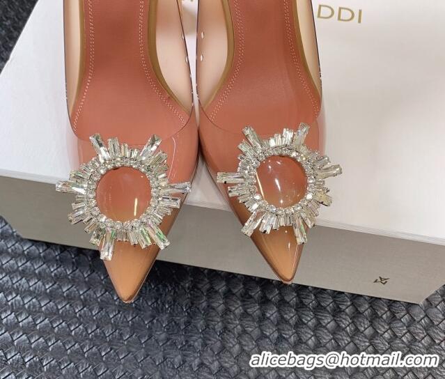 Shop Duplicate Amina Muaddi Begum Glass PVC Pumps 9.5cm with Crystals Circle Apricot 124090