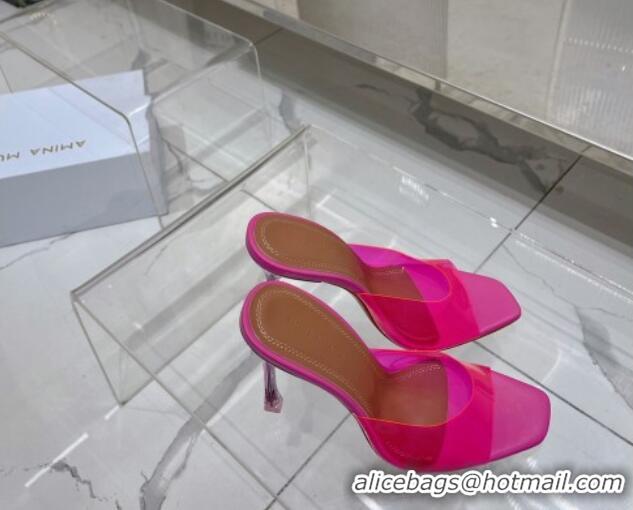 Low Price Amina Muaddi Alexa Glass Slide Sandals 11cm in PVC Dark Pink 228035