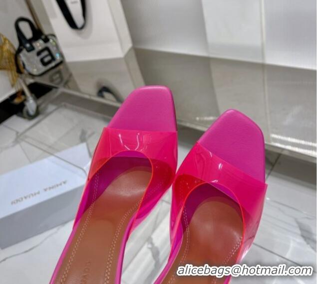 Low Price Amina Muaddi Alexa Glass Slide Sandals 11cm in PVC Dark Pink 228035