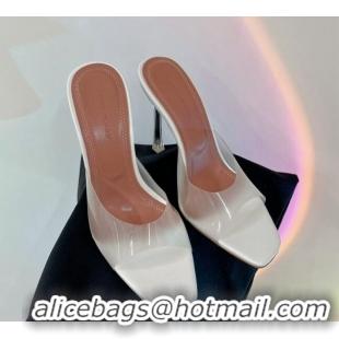 Purchase Amina Muaddi Alexa Glass Slide Sandals 11cm in PVC White 0228036