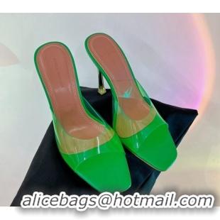 Good Quality Amina Muaddi Alexa Glass Slide Sandals 11cm in PVC Green 0228038