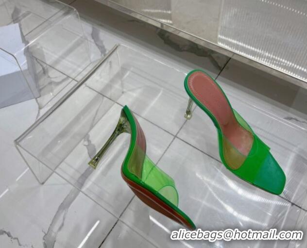 Good Quality Amina Muaddi Alexa Glass Slide Sandals 11cm in PVC Green 0228038