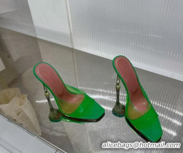 Good Quality Amina Muaddi Alexa Glass Slide Sandals 11cm in PVC Green 0228038