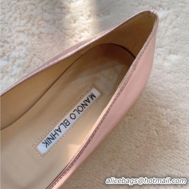 Good Quality Manolo Blahnik Classic Pumps 7cm in Metallic Leather with Crystal Buckle Pink 0228026