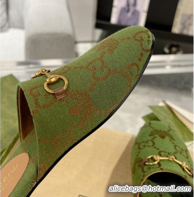 Pretty Style Adidas x Gucci GG Canvas Flat Mules with Horsebit Green 127055