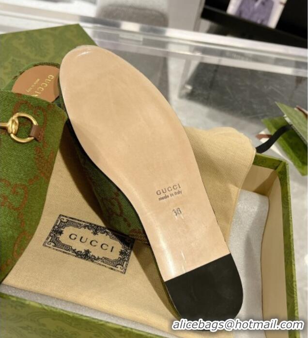 Pretty Style Adidas x Gucci GG Canvas Flat Mules with Horsebit Green 127055