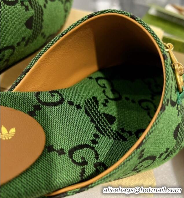 Best Product Adidas x Gucci GG Canvas Flat Mules with Horsebit Green 127058