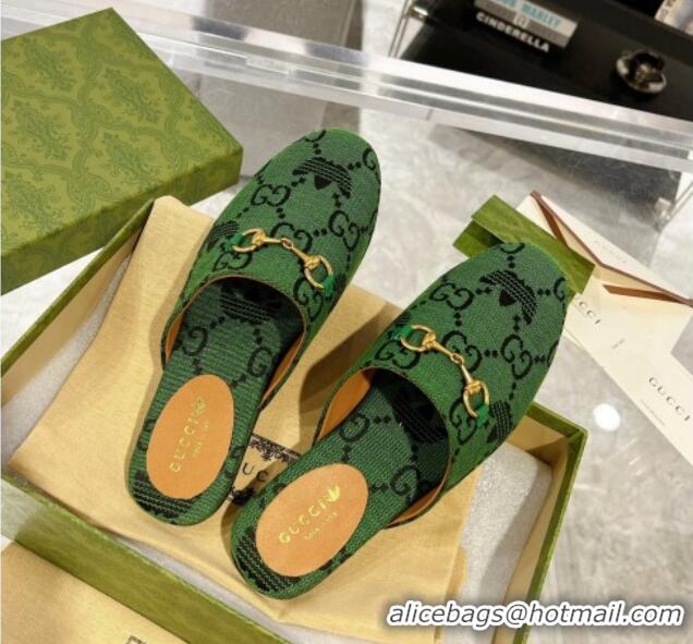 Best Product Adidas x Gucci GG Canvas Flat Mules with Horsebit Green 127058