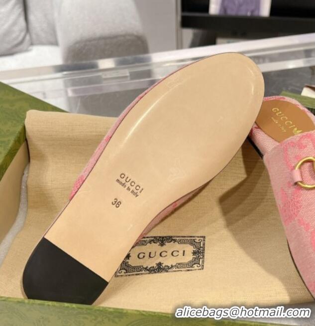 Top Grade Adidas x Gucci GG Canvas Flat Mules with Horsebit Light Pink 127059