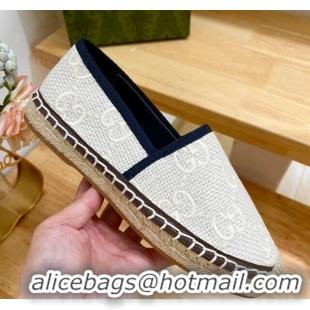 Good Looking Gucci GG Texture Espadrilles Flat White 125103