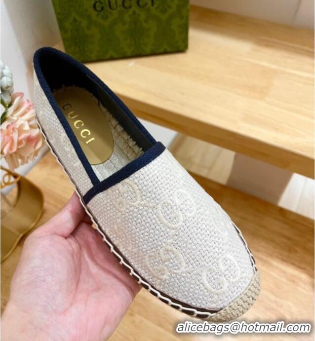 Good Looking Gucci GG Texture Espadrilles Flat White 125103