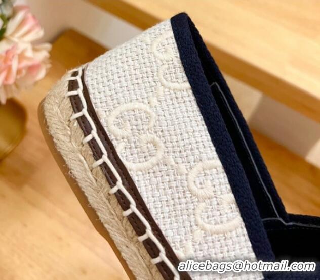 Good Looking Gucci GG Texture Espadrilles Flat White 125103