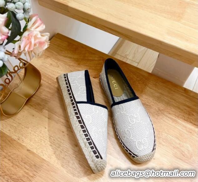 Good Looking Gucci GG Texture Espadrilles Flat White 125103