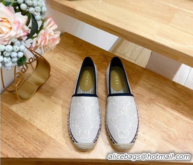 Good Looking Gucci GG Texture Espadrilles Flat White 125103