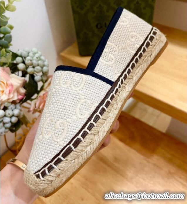 Good Looking Gucci GG Texture Espadrilles Flat White 125103