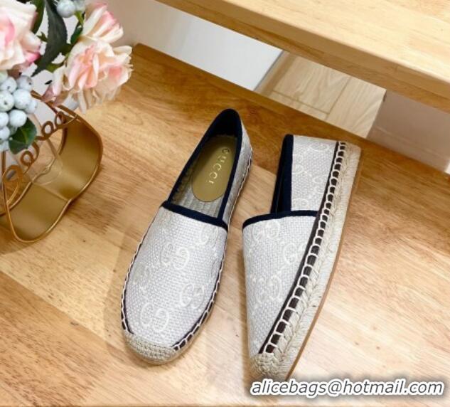 Good Looking Gucci GG Texture Espadrilles Flat White 125103