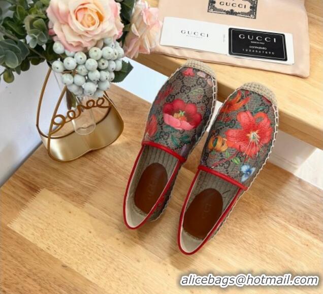 Classic Hot Gucci GG Flora Canvas Espadrilles Flat 0125104