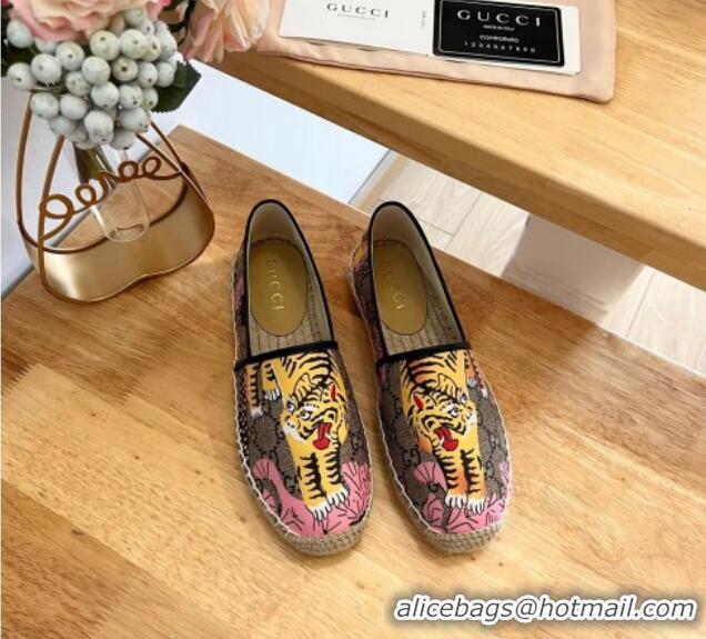 Shop Duplicate Gucci GG Tiger Canvas Espadrilles Flat 125106