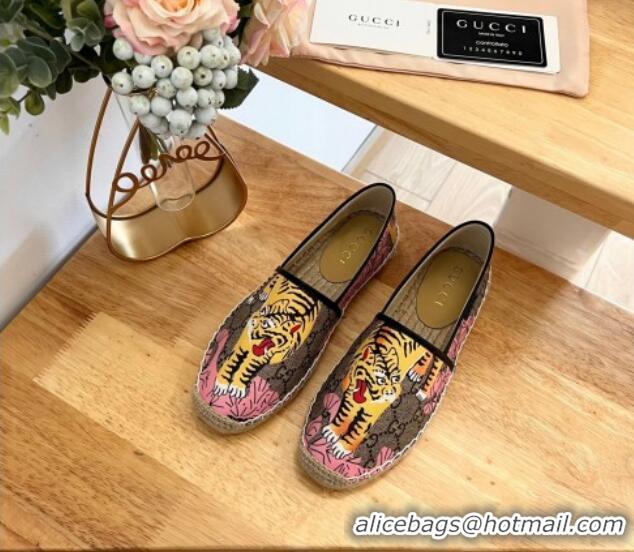 Shop Duplicate Gucci GG Tiger Canvas Espadrilles Flat 125106