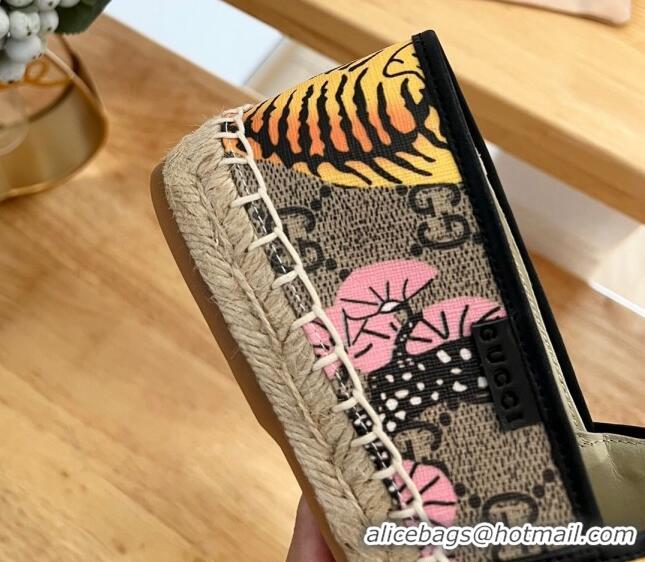 Shop Duplicate Gucci GG Tiger Canvas Espadrilles Flat 125106