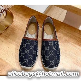 Cheap Price Gucci GG Denim Espadrilles Flat Dark Blue 125108